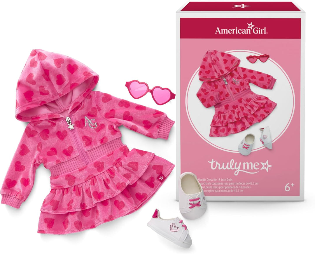 American Girl, Truly Me, vestido con capucha de corazones rosas con...