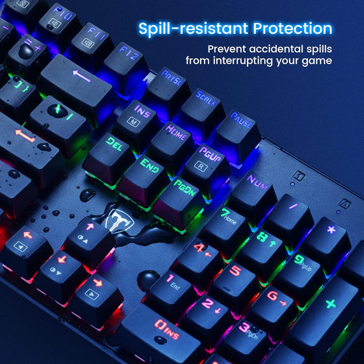 RisoPhy - Teclado mecánico para juegos, RGB 104 teclas, teclado USB...