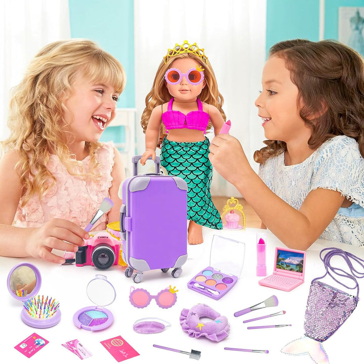 HAPGFS American - Accesorios de maquillaje para muñeca de 18 pulgad...