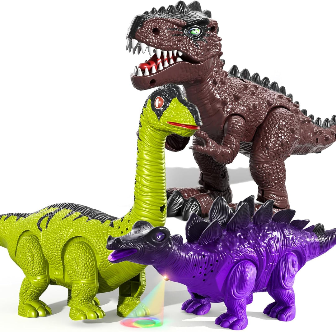 TEMI Paquete de 3 juguetes eléctricos de dinosaurio