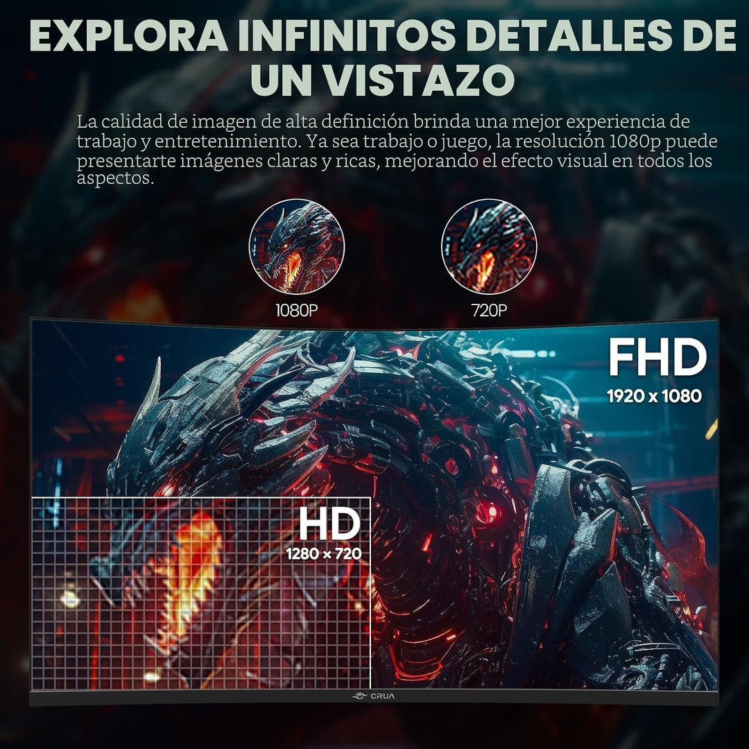 CRUA Monitor curvo FHD 200Hz para juegos de 32 pulgadas, 1800R, AMD...