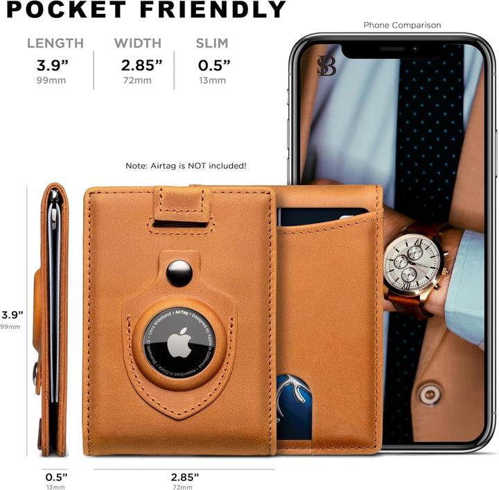 SERMAN BRANDS RFID Blocking Slim Bifold Genuine Leather Minimalist...