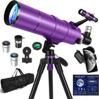 Telescopio para Adultos y Niños, Abertura de 90 mm y 600 mm de Refractor para Principiantes de Astronomía, Telescopio portátil de viaje con Trípode, Adaptador para teléfono, Filtro lunar, Bolsa de transporte y Guía de fases de la Luna
