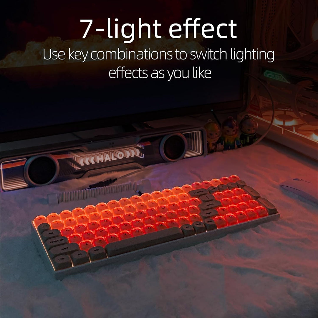 ZORNHER ZH100 - Teclado mecánico base, teclado cremoso 98% rosa con...