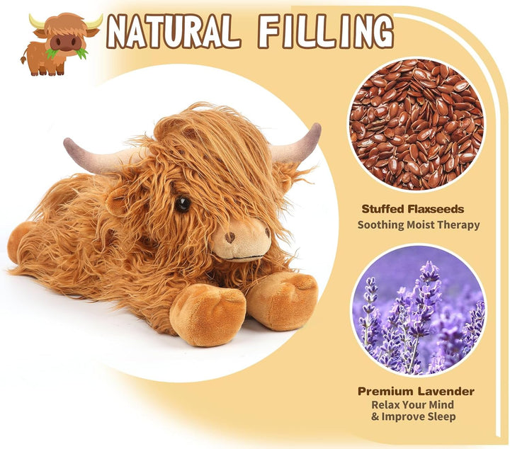 2 animales de peluche de vaca de las tierras altas para microondas,...