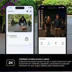 myQ Secure View™ - Cerradura inteligente 3 en 1 + timbre myQ + batería adicional, bloqueo de entrada sin llave, cámara de timbre HDR 2K, acceso facial, huella digital y PIN, control de aplicaciones
