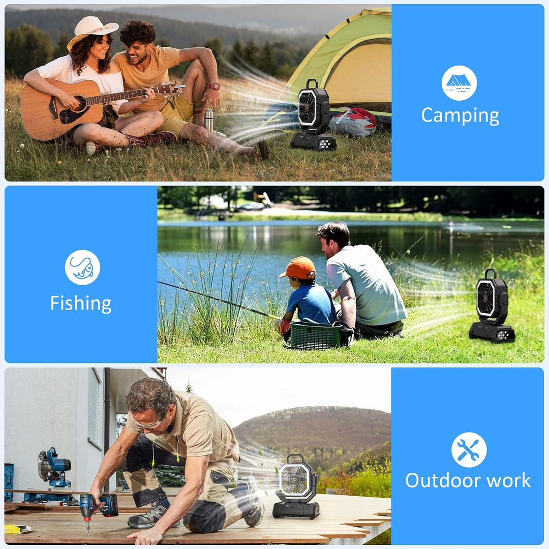 Honesorn - Ventilador de camping recargable de 20000 mAh con LED y...