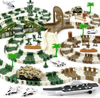 Juego de pistas de carreras militares, 242 piezas de juguete flexible