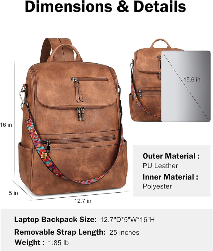 FADEON Mochila para computadora portátil para mujer, mochila de via...