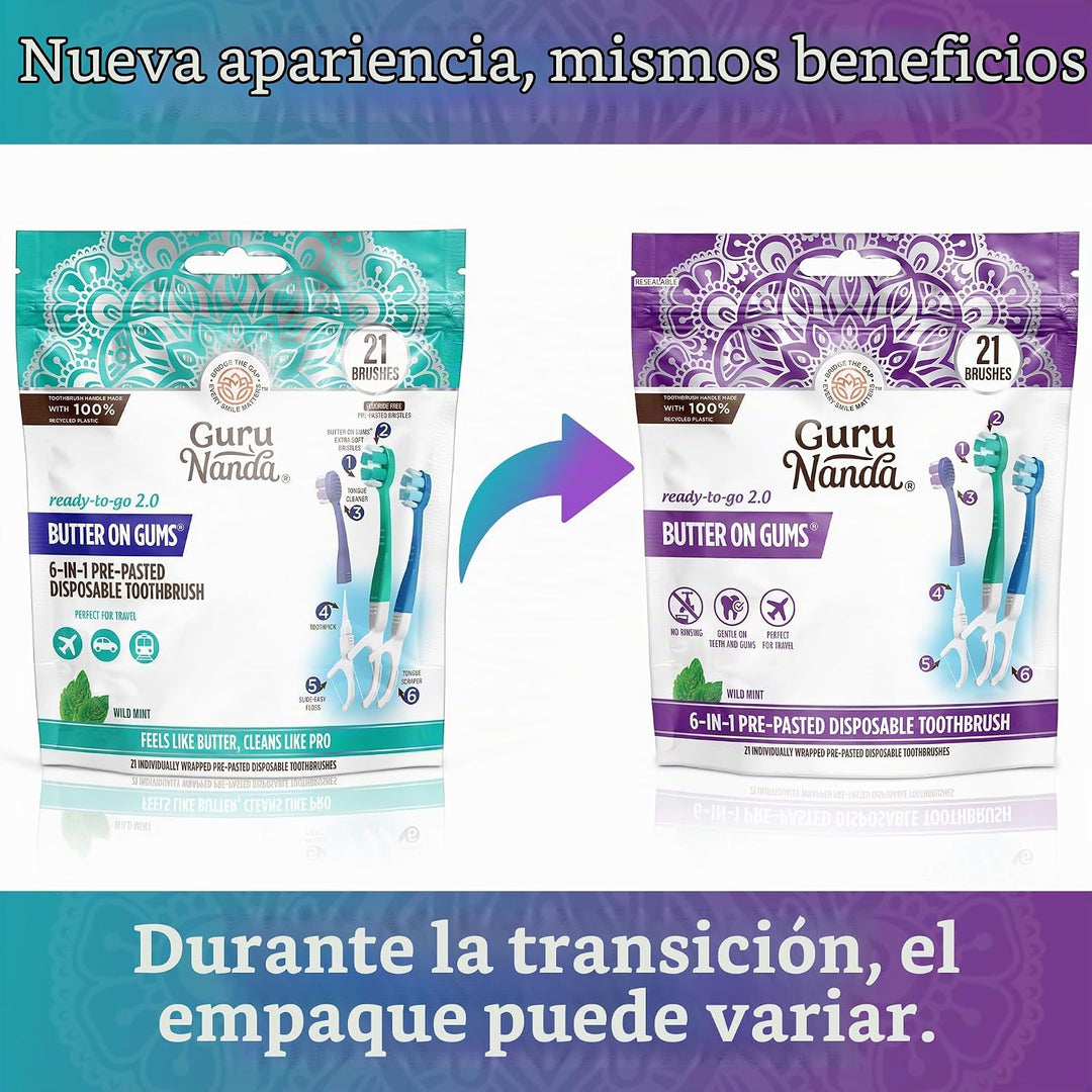 GuruNanda Cepillo de dientes desechable listo para usar de 6 en 1,...