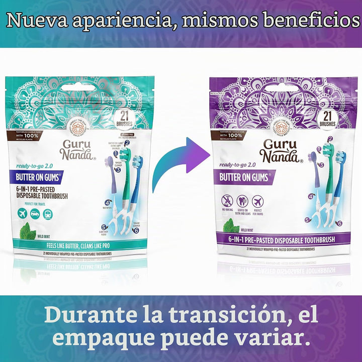 GuruNanda Cepillo de dientes desechable listo para usar de 6 en 1,...