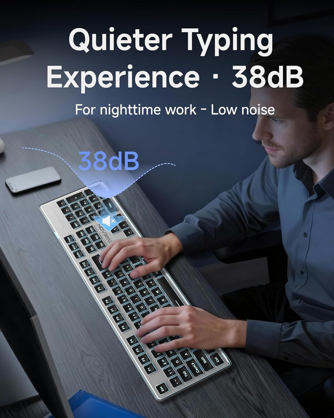 SEUNKWANG EWEADN GX710S - Teclado de computadora retroiluminado, te...