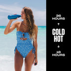 S'well Botella de agua de acero inoxidable, 17 onzas, azul océano, recipientes aislados al vacío de triple capa que mantiene las bebidas frías durante 36 horas y calientes durante 18, sin BPA