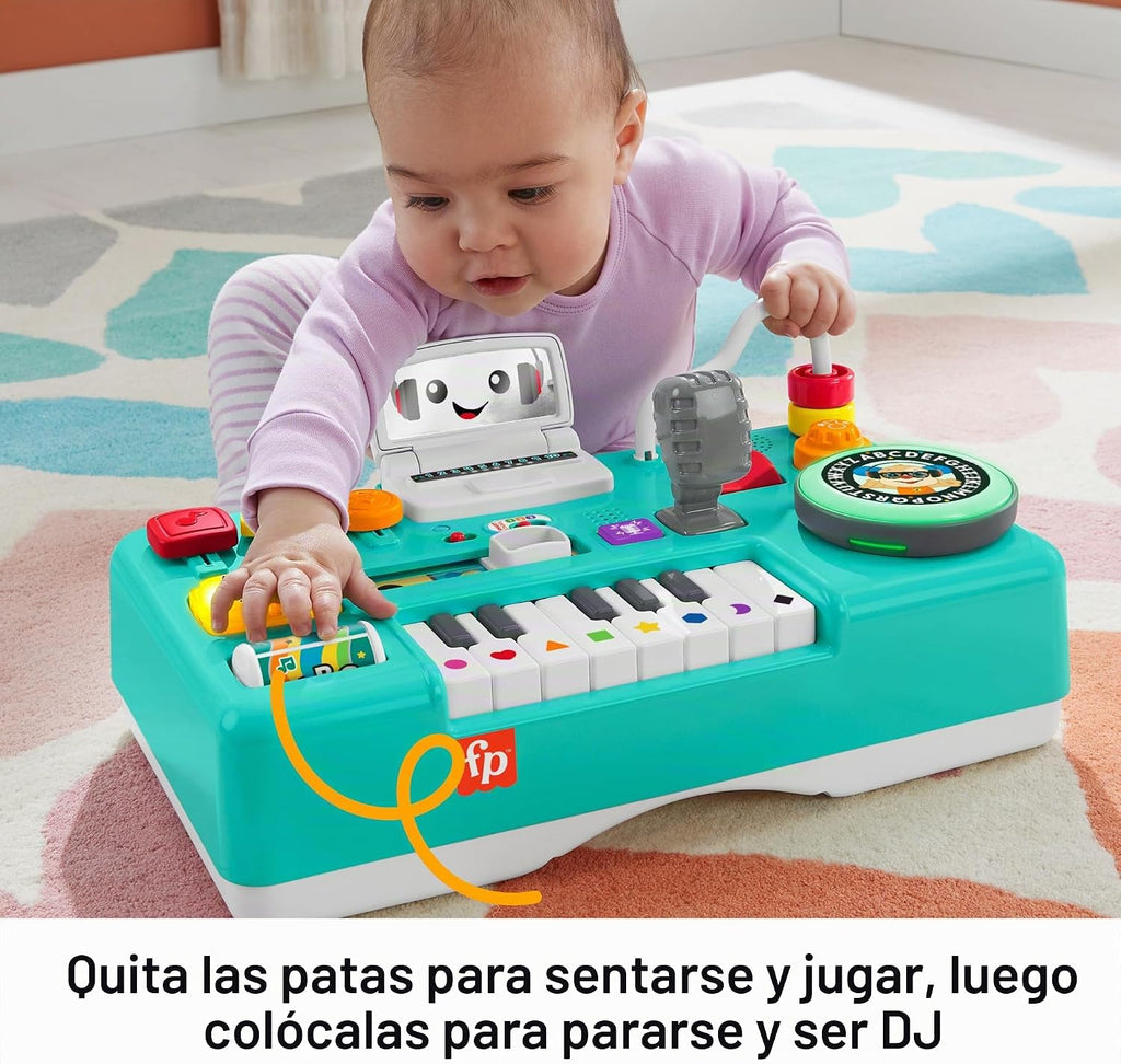 Fisher-Price Juguete para bebés y niños pequeños, mesa de DJ para reír y aprender con actividades musicales educativas para el desarrollo de niños a partir de 6 meses