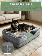 Spotted Play - Cama ortopédica para perros con laterales - Sofás para perros medianos, sofá de espuma de apoyo con funda extraíble y lavable, forro impermeable y fondo antideslizante, gris - M
