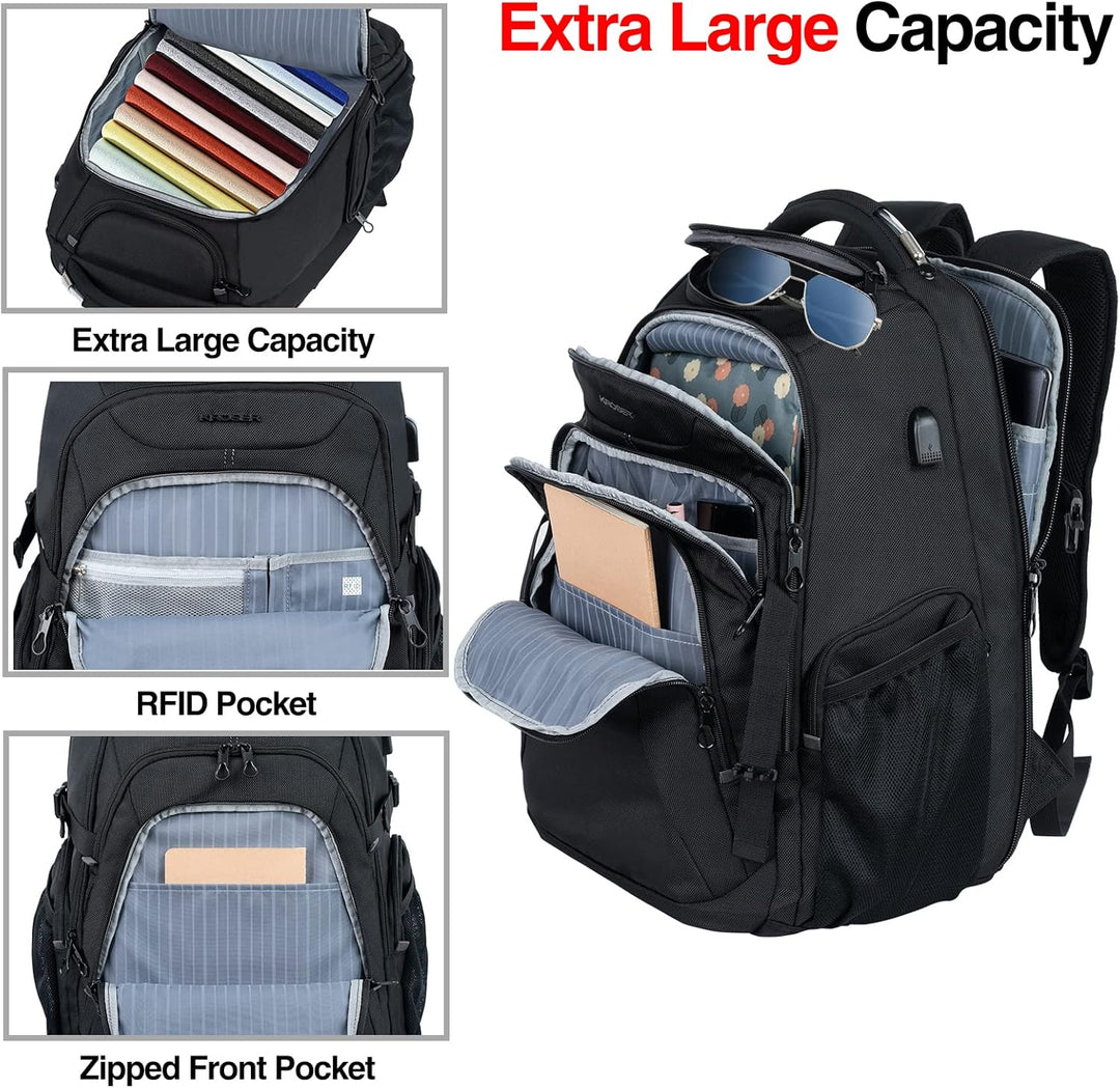 KROSER Mochila de viaje para computadora portátil resistente, Negro...