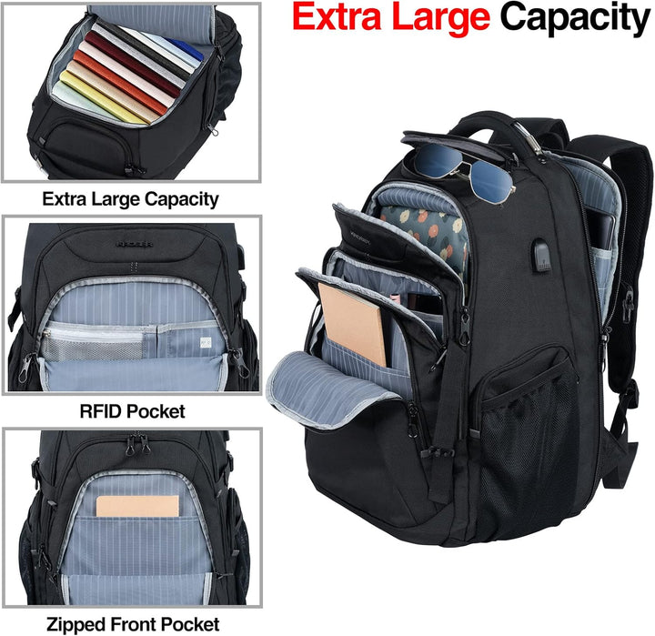 KROSER Mochila de viaje para computadora portátil resistente, Negro...