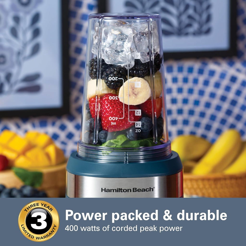 Hamilton Beach Licuadora portátil para batidos con 2 tarros Blend & Go