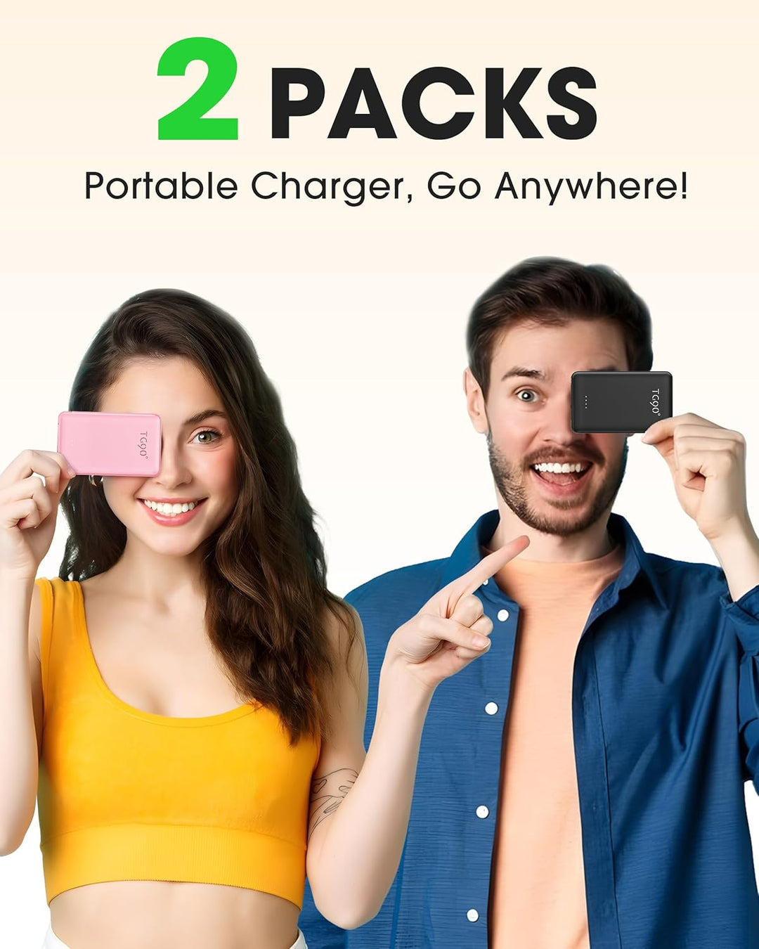 TG90° Paquete de 2 cargadores portátiles de 5000 mAh, mini banco de...