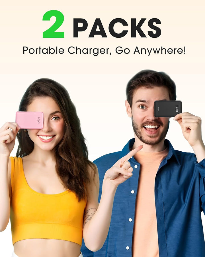 TG90° Paquete de 2 cargadores portátiles de 5000 mAh, mini banco de...