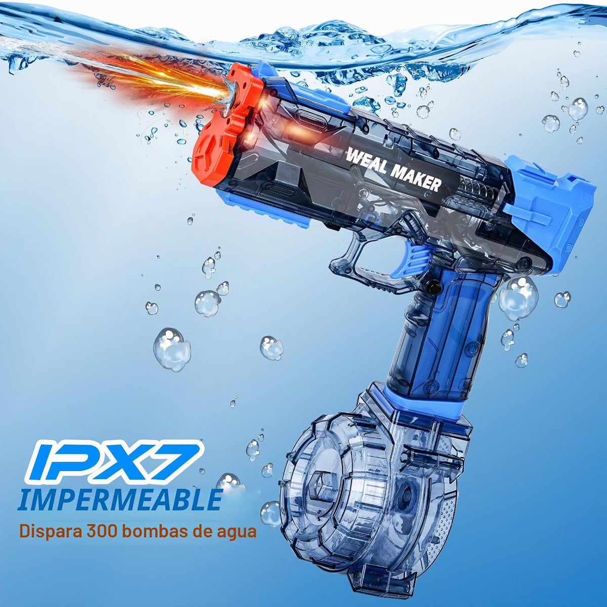 Paquete de 3 pistolas de agua eléctricas con flash LED y carga USB-C, diseñada para diversión acuática épica, pistolas de chorro automáticas de 25 a 30 pies, pistola de agua para verano al aire libre en el patio trasero, juguetes de fiesta temática de