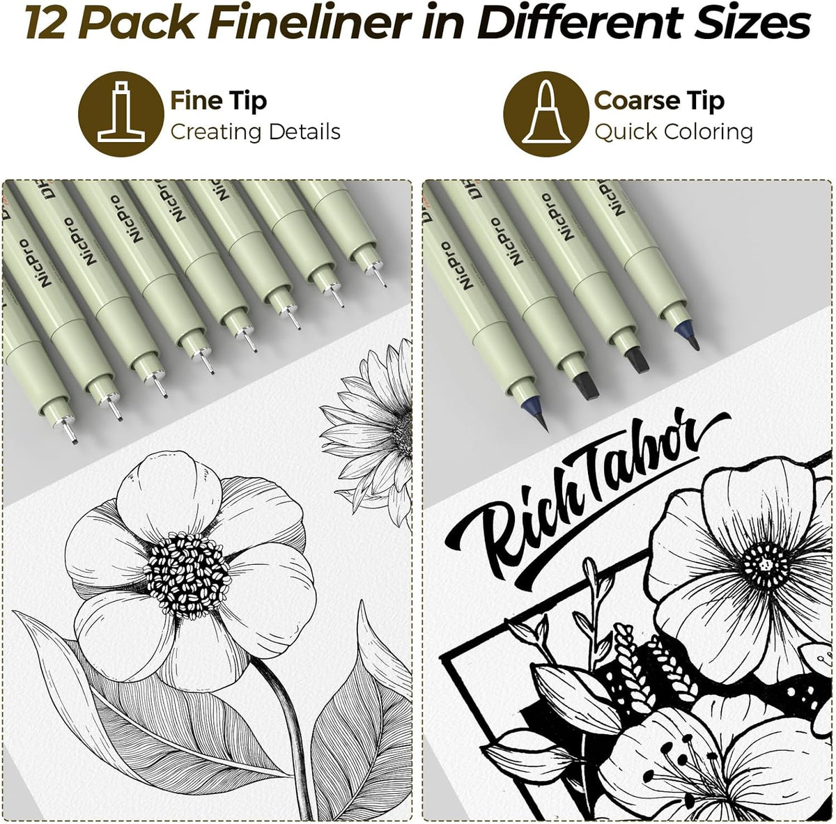 Nicpro Kit de suministros de dibujo artístico de 58 piezas en estuche de