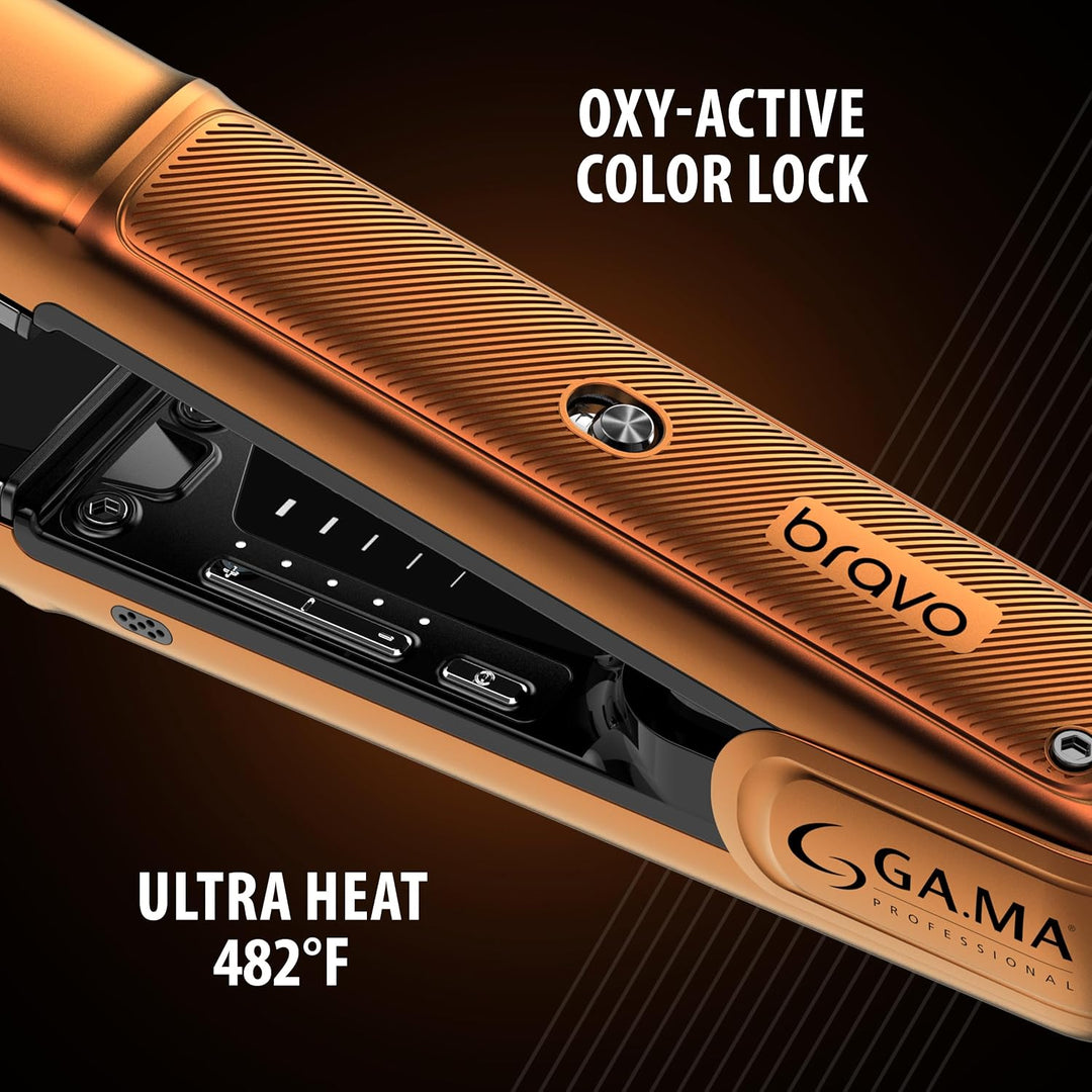 GA.MA Italy Professional Bravo Flat Iron, 1.2" Titanium Plates, 480...
