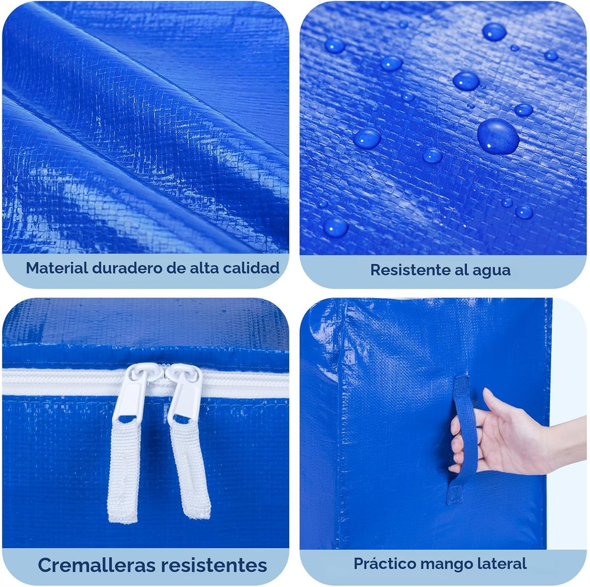 BALEINE Paquete de 6 bolsas de mudanza de gran tamaño con asas reforzadas, bolsa de almacenamiento resistente para ropa, suministros de mudanza (azul rey, paquete de 6)