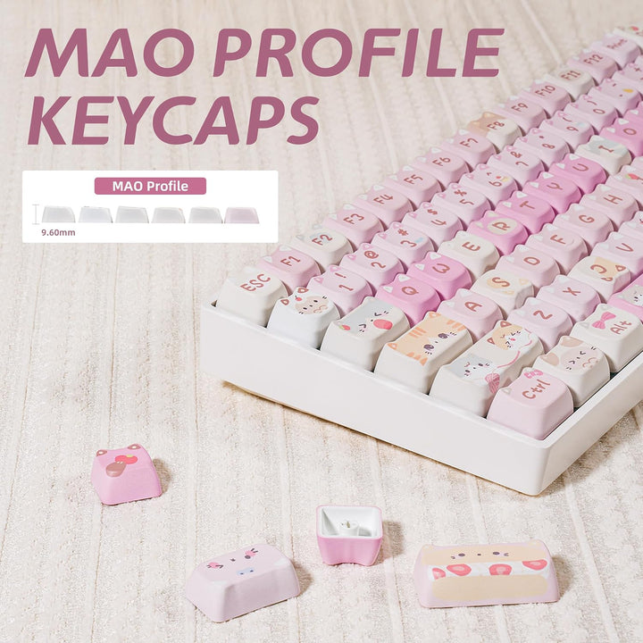 ZORNHER ZH100 Wireless Cat Mechanical Keyboard,98% Pink Cute Creamy...