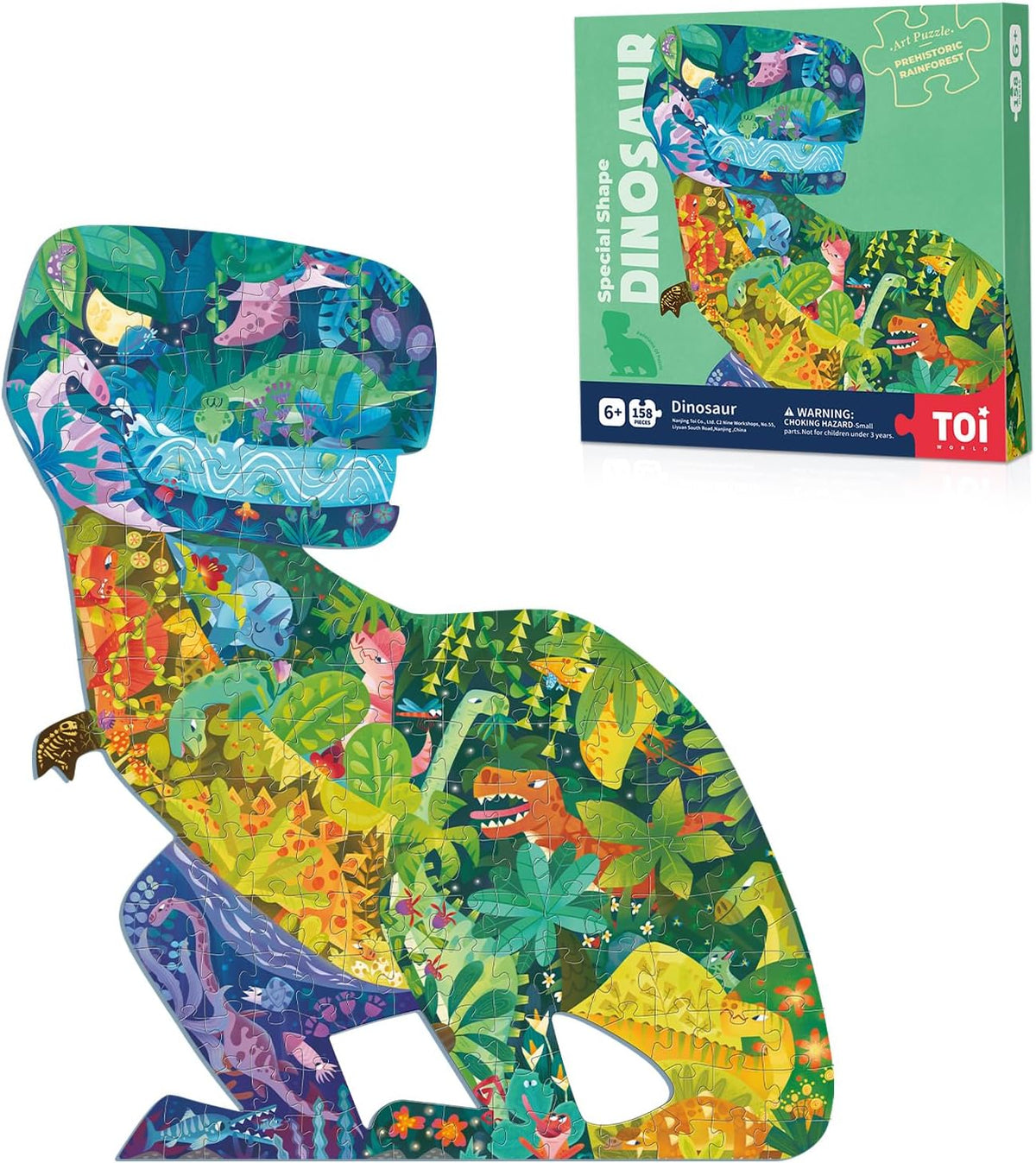 TOI Rompecabezas de dinosaurio para niños de 6 a 8 años, rompecabezas