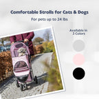 Trixie Cochecito plegable para mascotas para gatos y perros, carrito transportador de mascotas con cubierta climática, cesta de almacenamiento, soporte para tazas, rosa