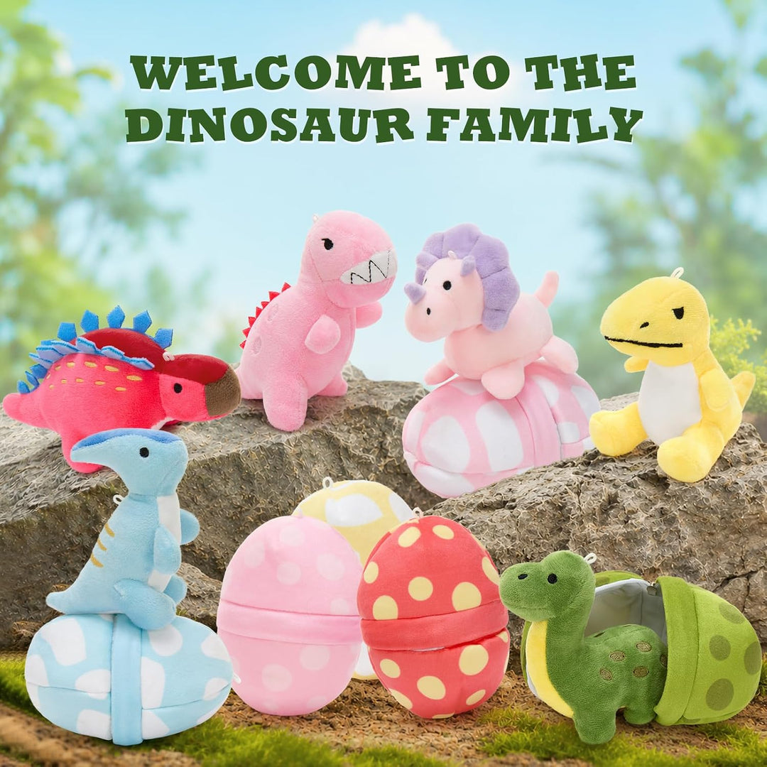 MorisMos Juego de animales de peluche de dinosaurio con huevos de p...