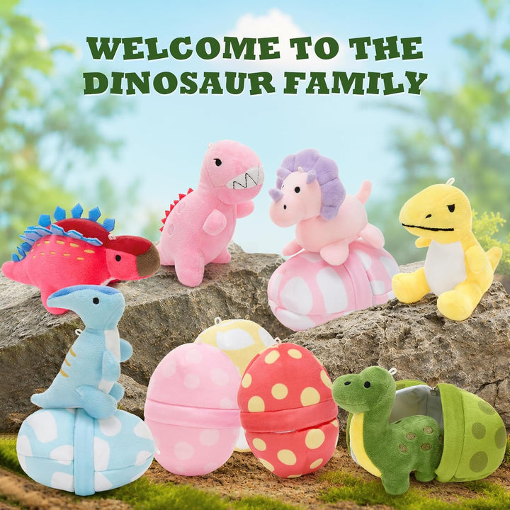 MorisMos Juego de animales de peluche de dinosaurio con huevos de p...