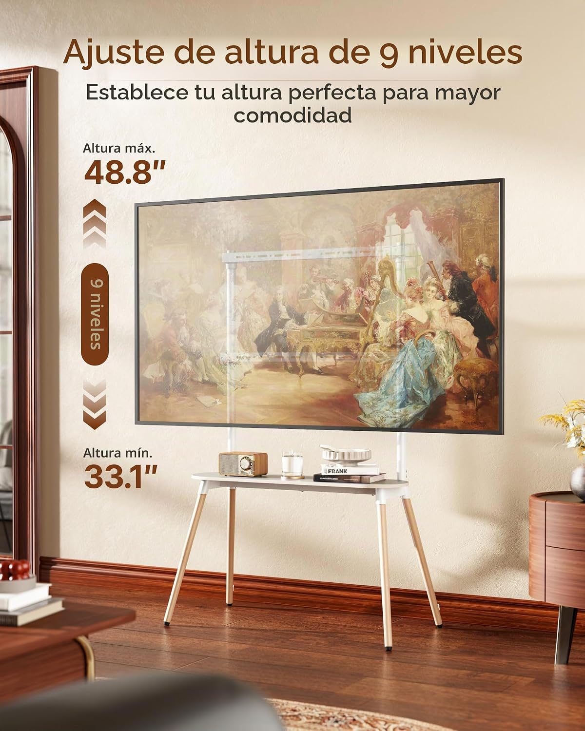 Soporte de TV con caballete de 4 patas para televisores de 49 a 86