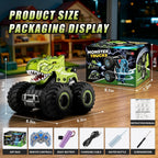 pinkking Monster Truck Toys - Camión de dinosaurio a control remoto con luces, sonido y aerosol, camión RC 1:18 con giros de 360° y derrape, vehículo de control remoto 4WD con carga USB Type-C para niños