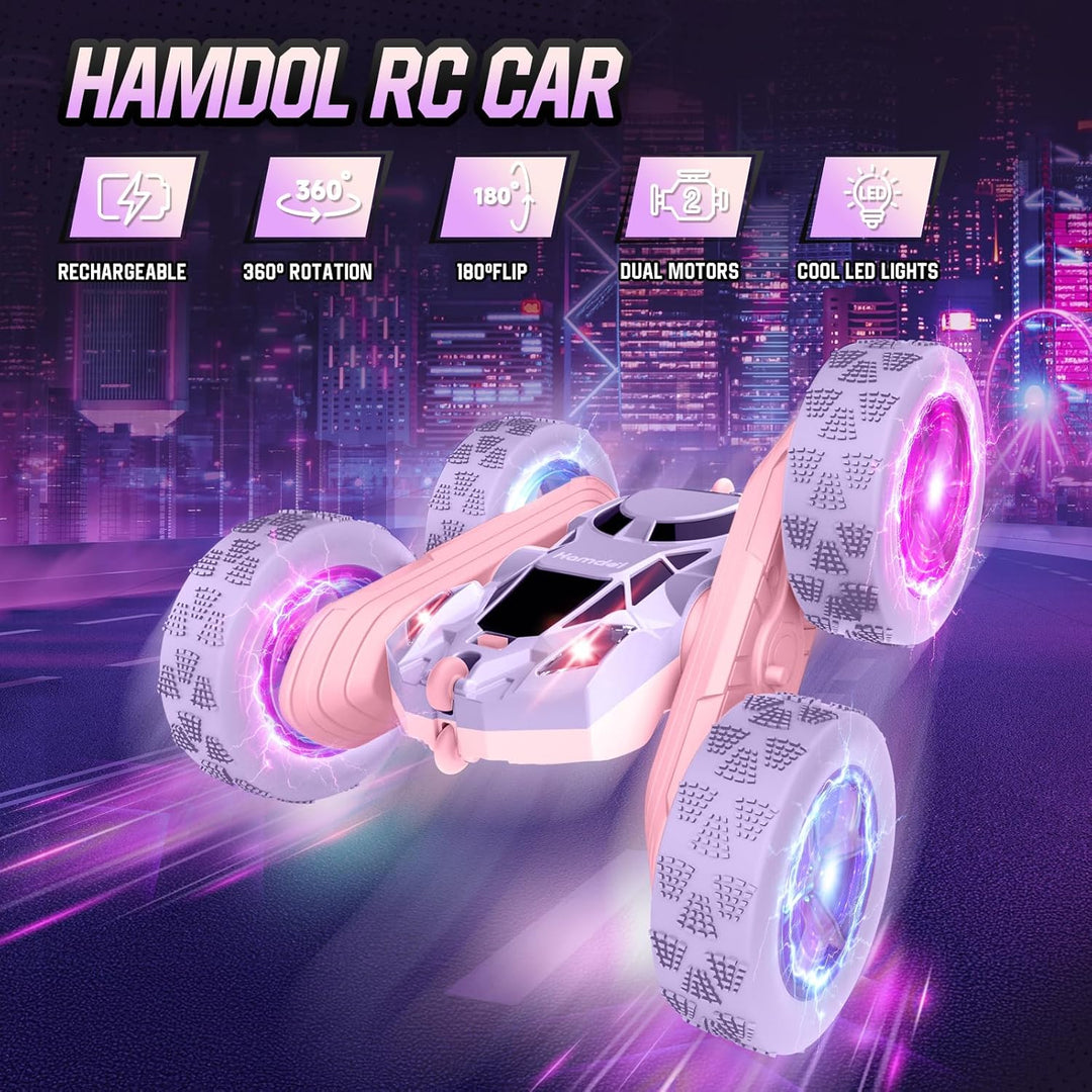 Hamdol Coche de control remoto, doble cara giratoria de 360° 4WD RC...