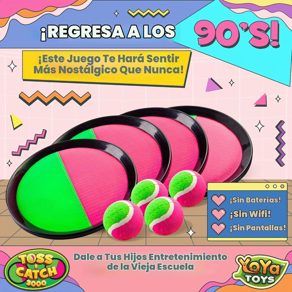 YoYa Toys Juego de juguetes de pelota para lanzar y atrapar, 4 paletas y 4 bolas adhesivas, divertidos juegos al aire libre para niños, actividades al aire libre para patio trasero, playa, parque, campamento, regalo para niños y niñas de 4, 5, 6, 7, 8, 9