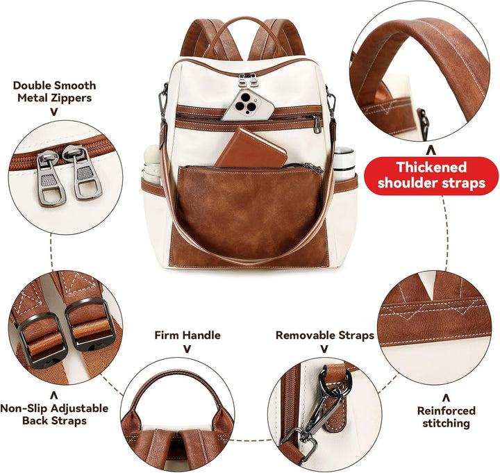 Mochila de cuero vegano AGLOD para laptop para mujer, mochila de 15...