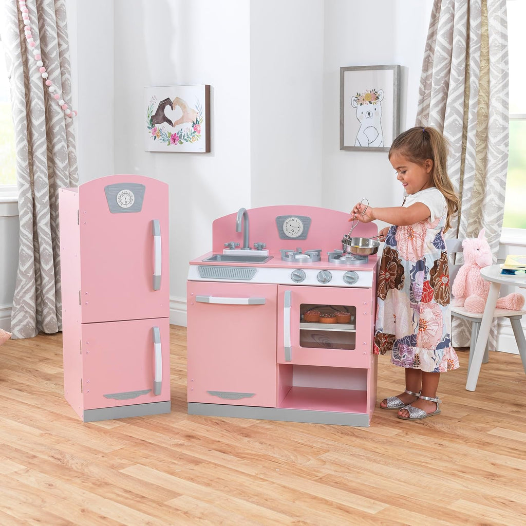 KidKraft Cocina y refrigerador rosado retro, Rosado