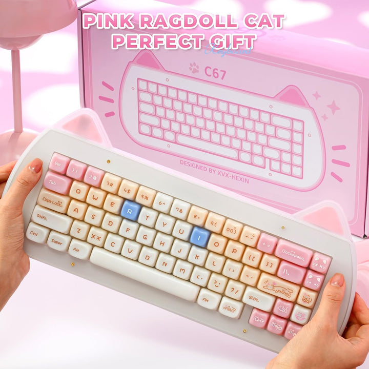 XVX C67 Teclado mecánico inalámbrico con bonito diseño, 60% teclado...