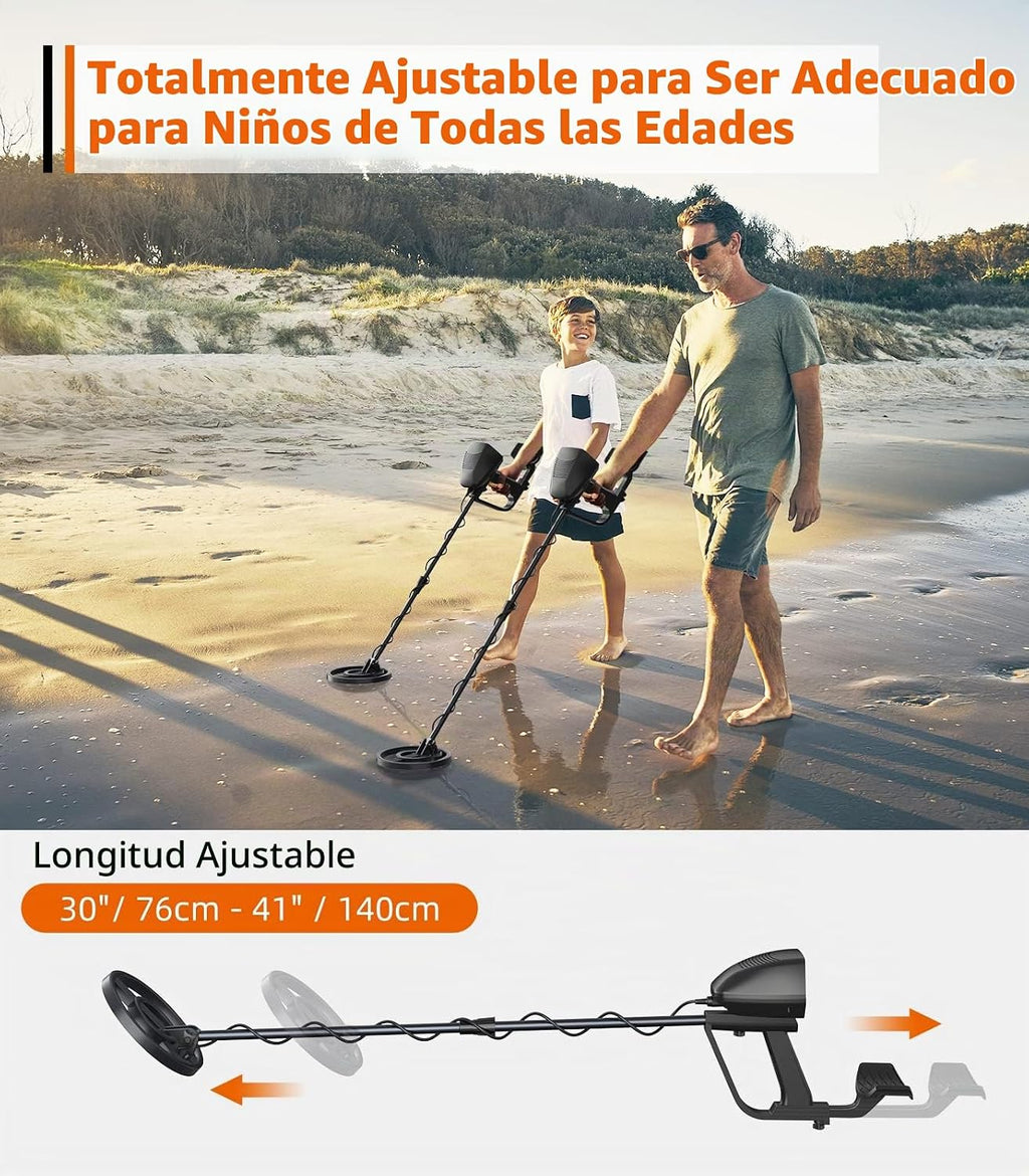 metal Detector para Kids, Easy a use, Fun LCD Display, Lightweight &Adjustable Kids metal Detector Kit, 8" Waterproof Coil, Beach/Backyard Hunting, Gifts para Kids Ages 8-12 (Complete Kit)