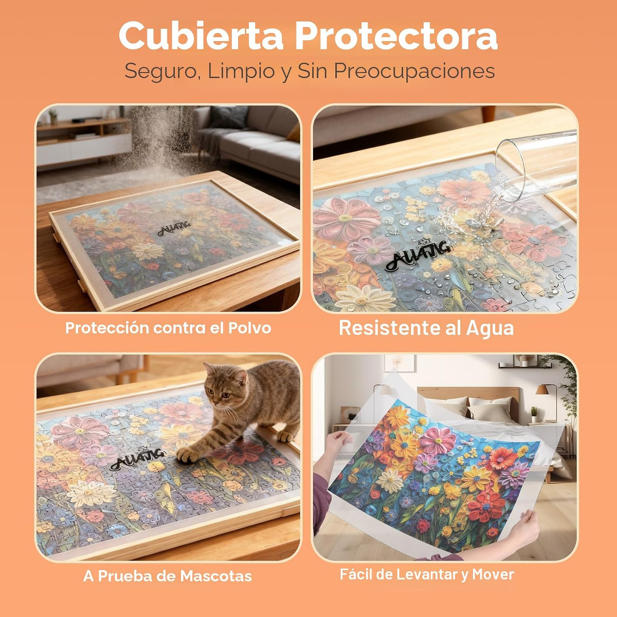 ALL4JIG Tablero de rompecabezas giratorio de 1500 piezas con cajones y cubierta, mesa de rompecabezas de madera portátil de 25 x 34 pulgadas para adultos portátil, tablero giratorio Lazy Susan, regalo