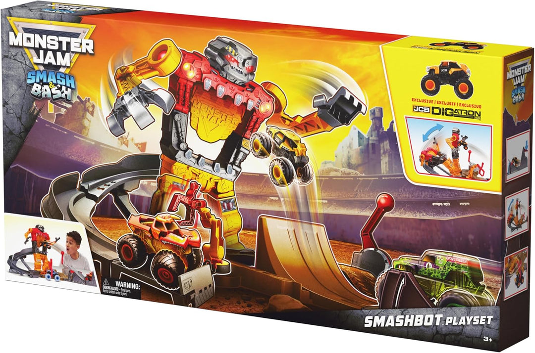 Monster Jam Smash &amp; Bash SmashBot Playset con lanzador, exclusi...