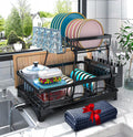 Godboat Escurreplatos de 2 Niveles - Escurreplatos con Drenaje Automático a Fregadero y Tapete
