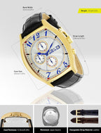 Invicta 14330 Specialty reloj chapado en oro amarillo 18 K con tres bandas de cuero para hombre