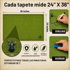 DND - Juego de iniciación | 3 alfombrillas de doble cara de 24 x 36 pulgadas | 6 terrenos incluye marcadores de borrado en seco, borrador, dados, clips con 47 calcomanías reutilizables para