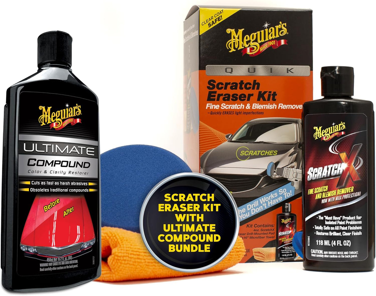 Meguiar's Quik Scratch Eraser Kit Bundle con compuesto definitivo 15.2 oz