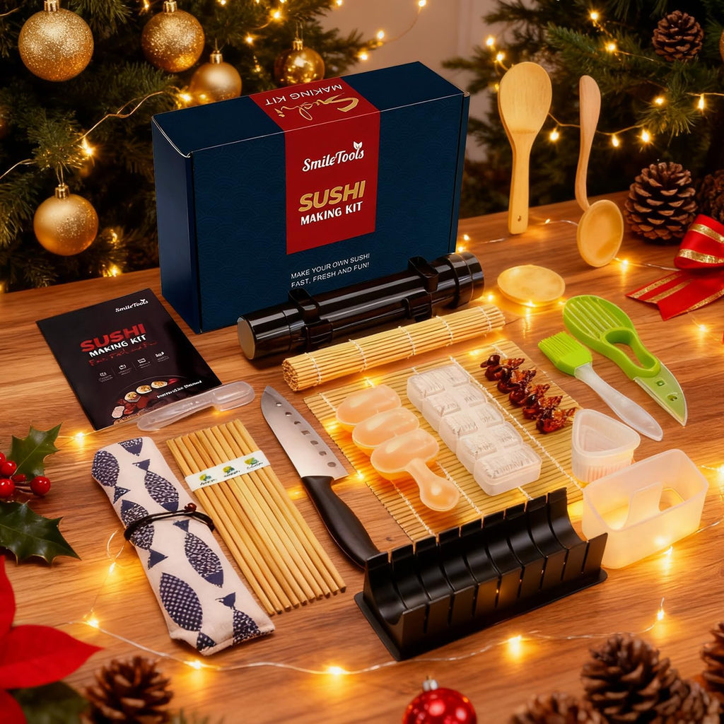Kit de confección de sushi, juego de 28 en 1 rodillo para sushi con esterillas de bambú, Bazooka para sushi, molde de nigiri/gunkan, moldeador de musubi, molde para bolitas de arroz y más