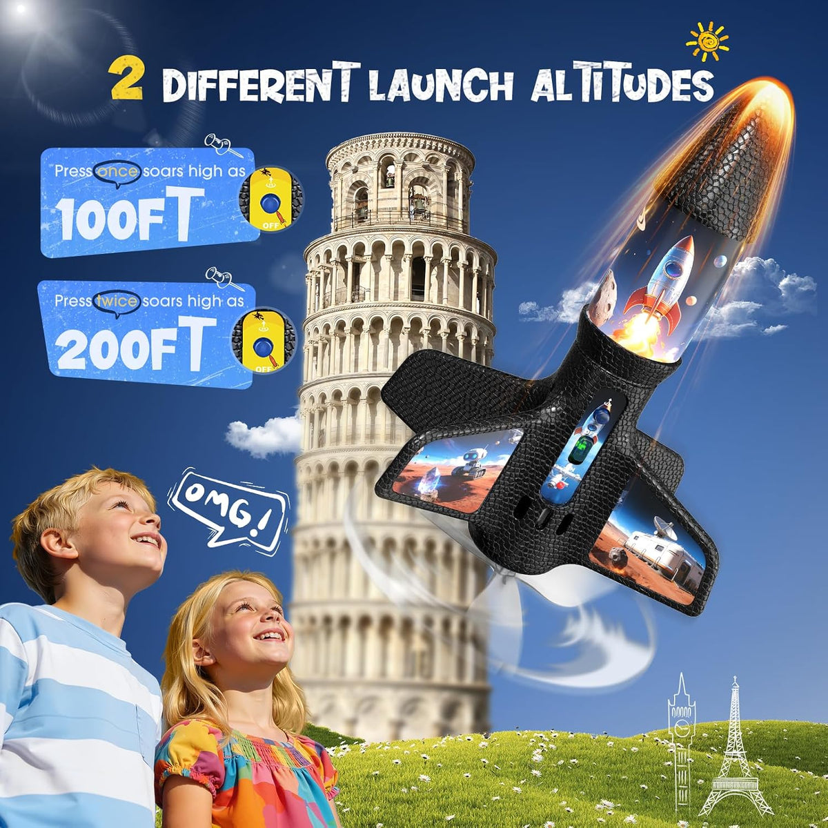 Lanzacohetes para niños, Spinner Rokcet, juguetes Rokcet para niños de 6 a