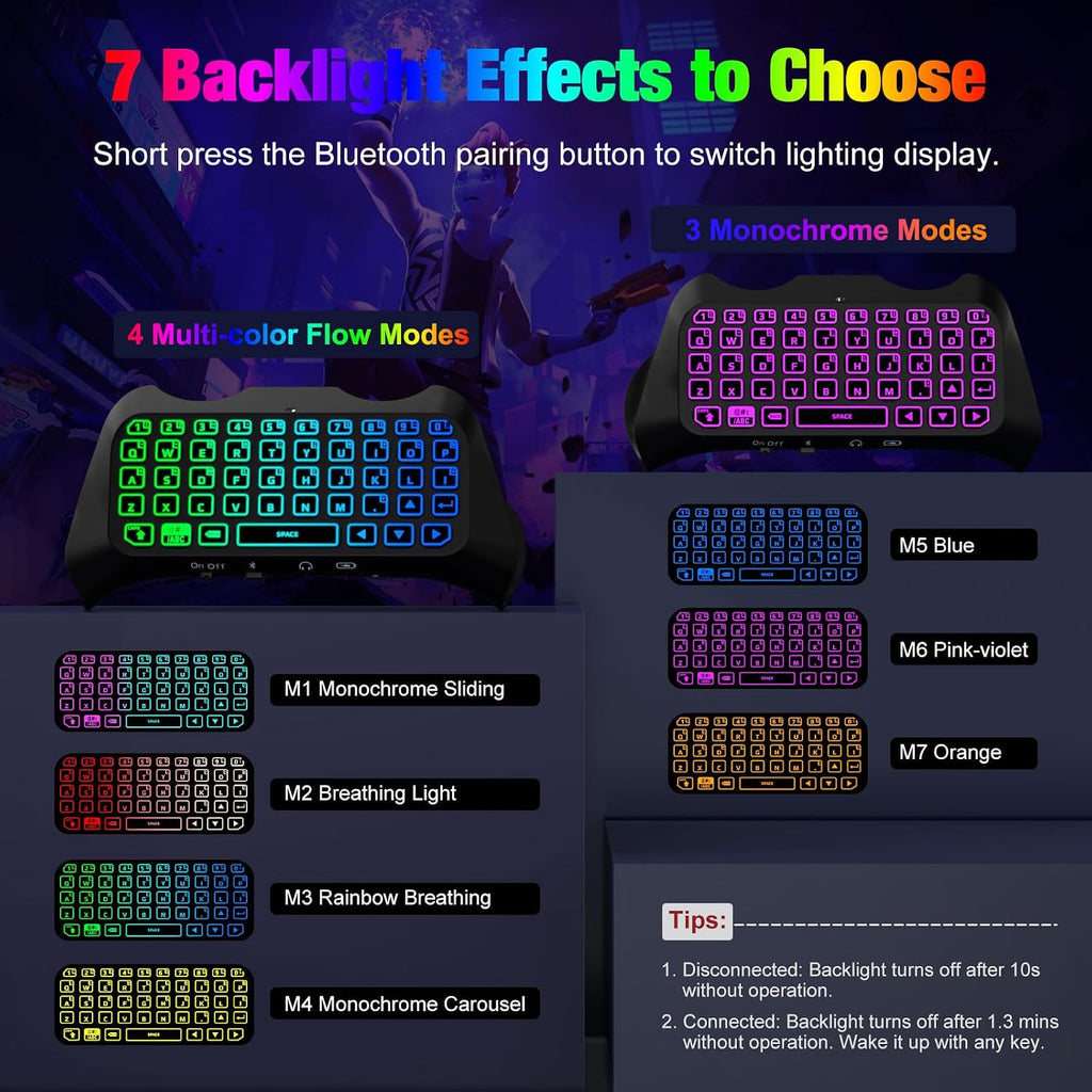 Teclado retroiluminado RGB MoKo para controlador PS5